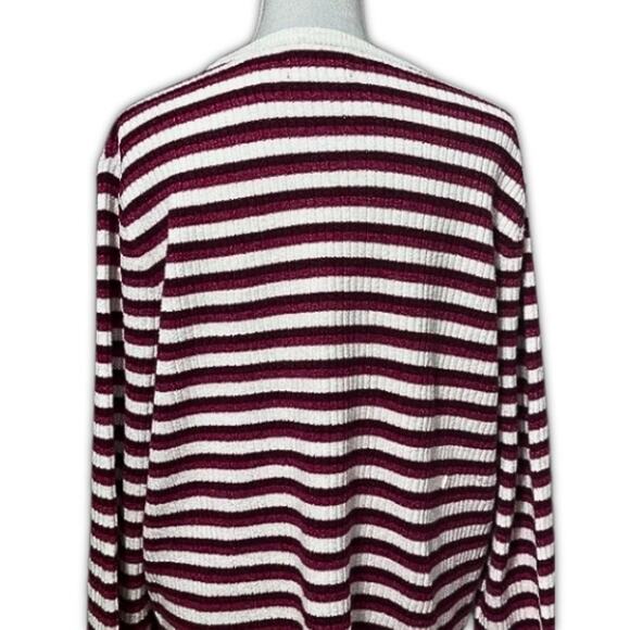 Nordstrom Sweater Striped Ribbed Knit Pullover Long Sleeve Red/White W XL NWOT - Picture 5 of 8